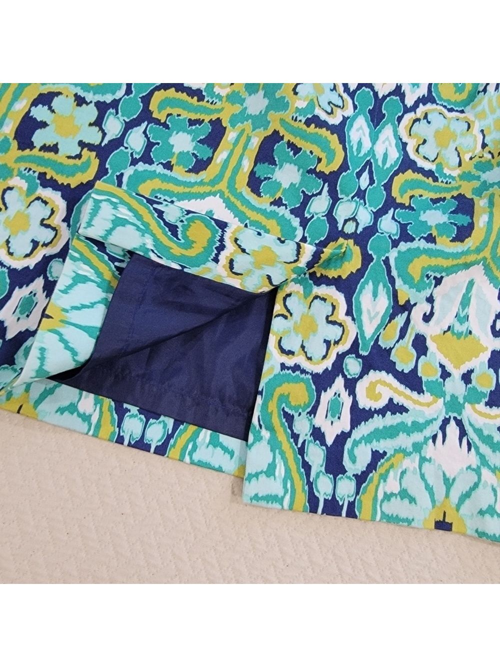 Jones New York Navy, Teal & Lime Patterned Pencil Skirt - Picture 8 of 8